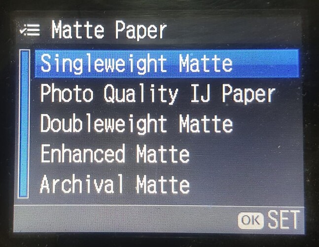 epson menus