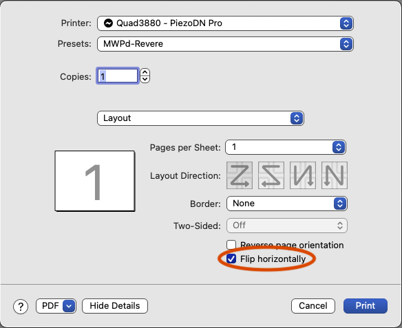 P-T Print Dialog Layout